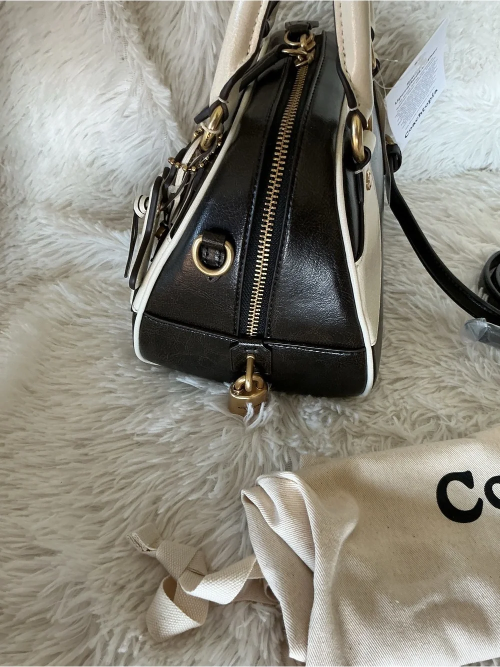 Coach Bowling Top Handle bag in Black and Cream